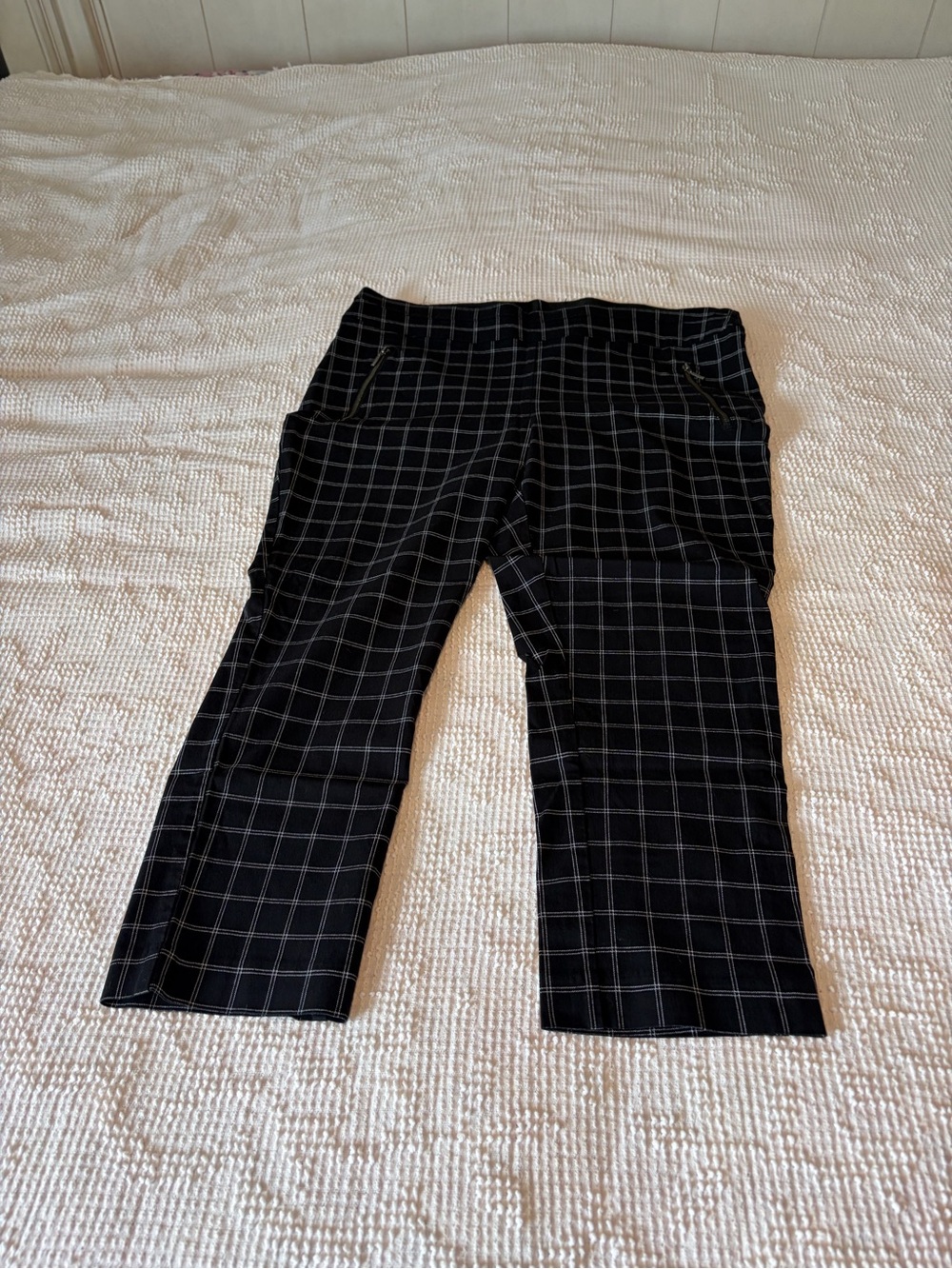 Vintage Maurice’s Women’s Black Windowpane Pull on Dress Ankle/Capri Pants